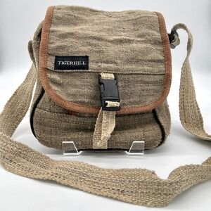 Tigerhill Handmade Burlap Shoulder Crossbody Bag Purse BOHO/Hippie 12x10x3